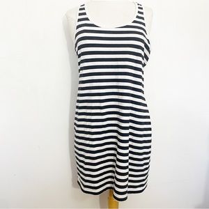 FADED GLORY stripe contrast trim sleeveless racer back mini dress L